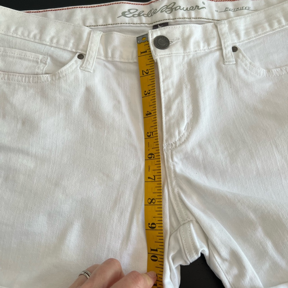 Eddie Bauer Boyfriend Rolled Up White Jean Shorts - Picture 9 of 13